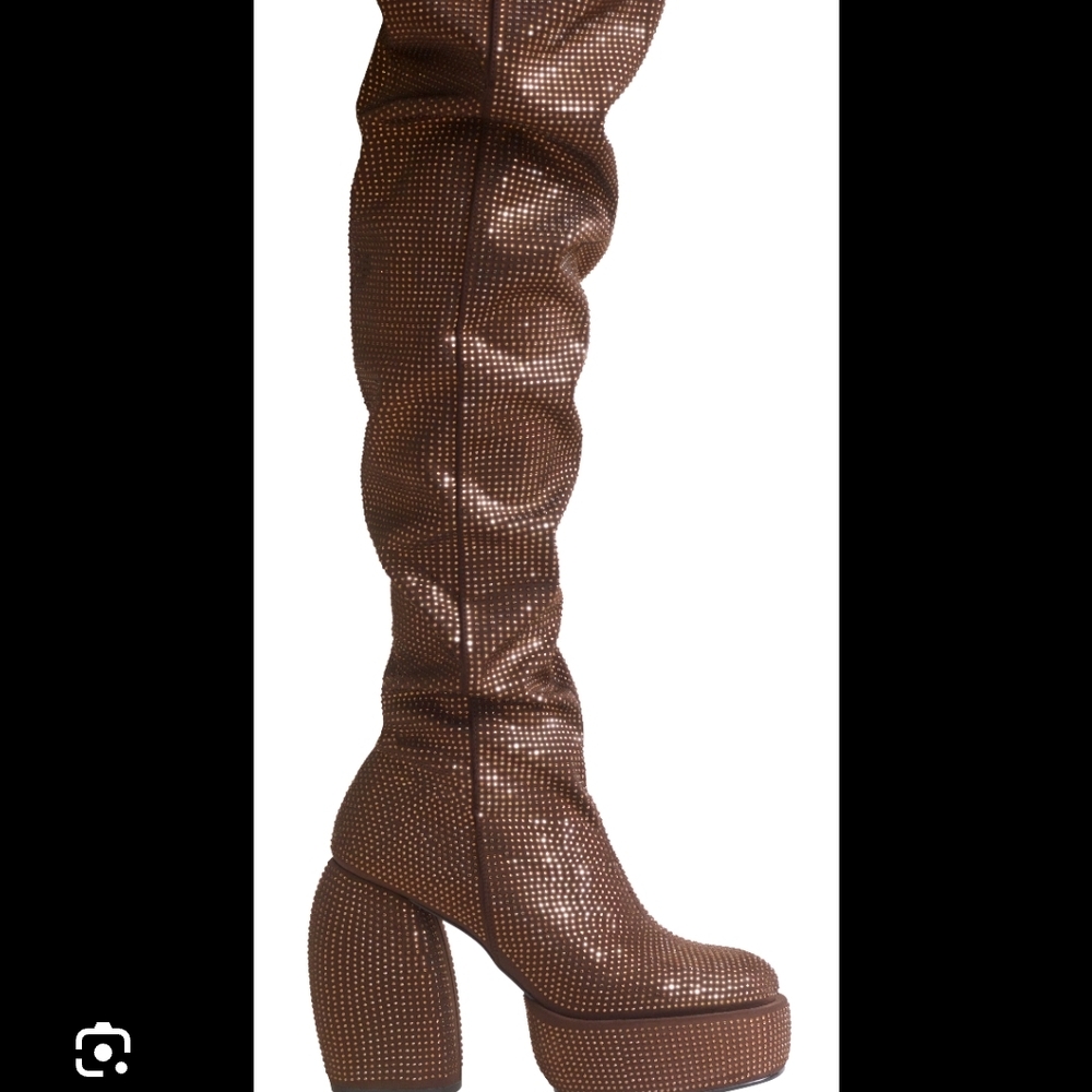 H&M STUDIO Shimmering Brown Thigh-High Boots